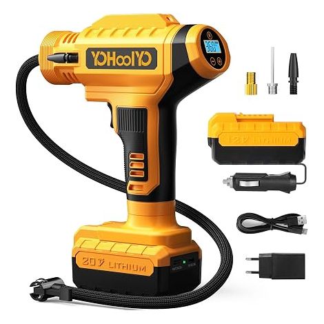 Compresseur à Air Portatif Compresseur Voiture 150PSI Gonfleur Pneus Voiture Arrête Automatique avec Ecran LCD Lumière LED Type-C Câble 4 Buses pour Voiture Moto Vélo Balle (1/5)