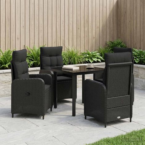 vidaXL Sofa-Tischset mit Kissen mit Kissen 5 pcs Schwarz (1/5)