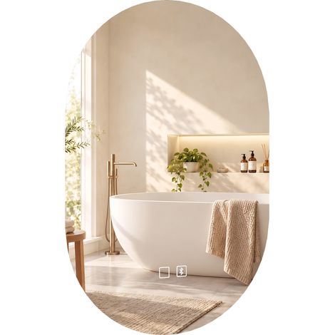 HOMCOM Specchio Bagno LED 60x90 cm, Senza Cornice, 3 Colori Dimmerabili (1/5)