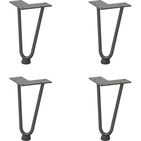 Lot de 4 pieds en épingle à cheveux pour table basse 20 cm robustes et stables style moderne en acier massif anthracite