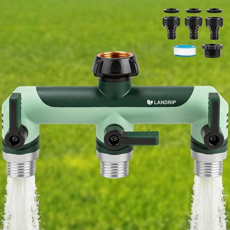 Distributeur d'eau 3 Voies pour Tuyau d'arrosage, 3/4 ", sans Fuite, résistant au Froid et aux UV, pour Jardin, Irrigation, Camping-Car, intérieur, Machine à Laver, Vert (1/4)