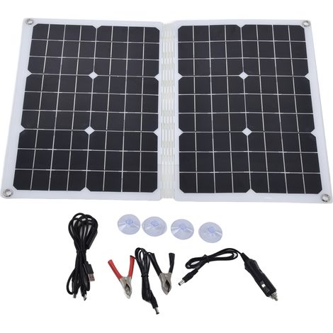 Panneau solaire pliable 40W 18V haute efficacité avec câble USB, chargeur solaire flexible et portable pour extérieur (1/5)