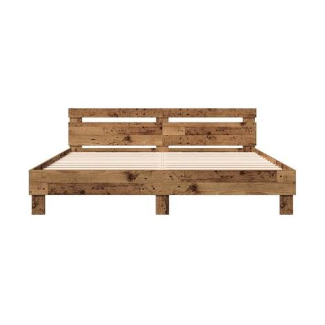 Cadre de lit ancien en bois, 203 × 185 × 70 cm, assemblé, pour chambre, décor moderne, facile à assembler (1/5)