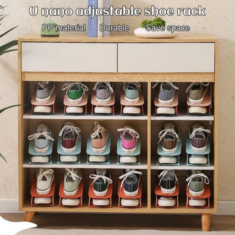 5 pièces Organisateur de Chaussures à Étages Superposés Rangement Gain de Place pour Maison
