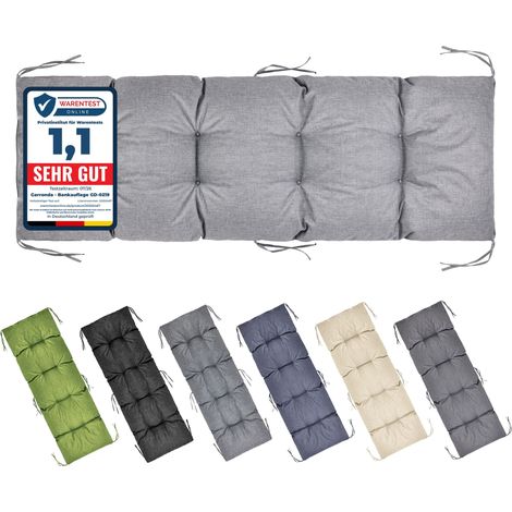 Garronda Coussin Exterieur Impermeable 160x50 cm pour Banc de Jardin Canapé Extérieur et Balancelle Coussins d'Assise Résistant UV pour Terrasse Balcon et Intérieur avec Cordons GD-0219 Gris clair