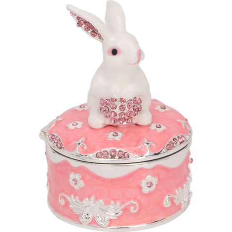 Boîte à bijoux exquise en forme de lapin mignon, design magnétique, en alliage de zinc. (1/5)