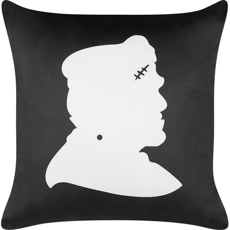 Dekokissen FRANKLINIA Samtstoff 45 x 45 cm Schwarz Abstraktes Muster