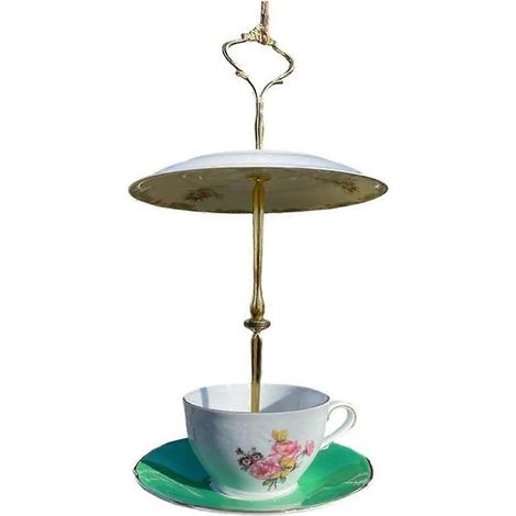 Mangeoire à oiseaux vintage en forme de tasse à thé, style rétro, pour colibris, idéale pour le jardin, la terrasse, le balcon ou la cour. (1/5)