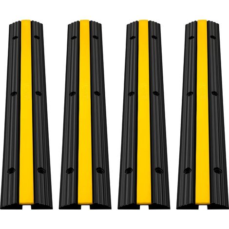 VEVOR Rampe de Protection Cable Exterieur 4 pcs 18,000 lbs Rampe de Cache-Cable 1 Canal Passe Cable Pieton Sol Protection pour Cables au Sol Goulotte Couvre Cable Parking Entrepot Concert Hotel Scene