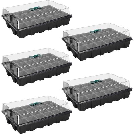 Lot de 5 Mini Serre pour Semis Bac à Semis de 24 Trous avec Couvercle pour Semis et Germination