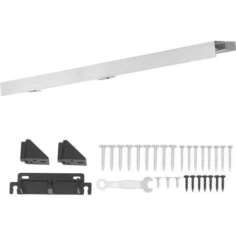 Kit de quincaillerie pour porte coulissante double, 1219 mm, aluminium, piste double, glisse silencieuse, facile à monter, pour portes de 25 à 45 mm d'épaisseur, 610 mm de large, système 2 vantaux. (1/5)