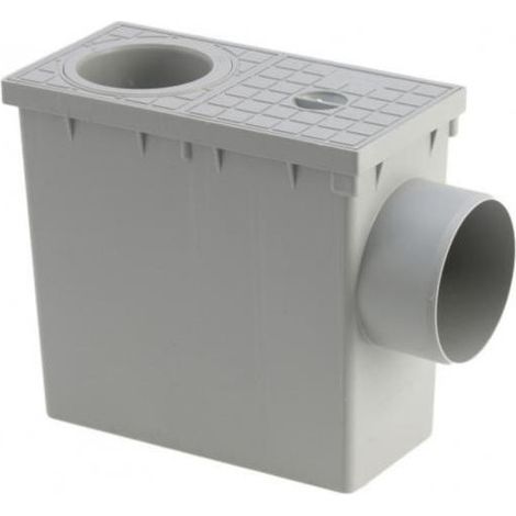 Girpi – Regard de descente PVC gris – Siphon intégré Ø 80/100 mm – Dimensions L 245 x l 126 x H 220 mm – À emboîter