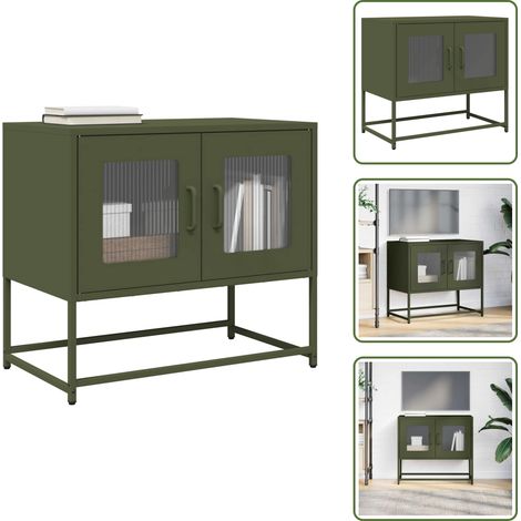 TV-Schrank Olivgrün 68x39x60,5 cm Kaltgewalzter Stahl - TV-Schrank - TV-Schränke - Lowboard - Fernsehschrank (1/5)