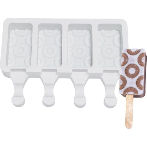 Moule à Glace Silicone, 4 Emplacements pour Popsicles Maison, Créateur de Desserts Glacés DIY (1/5)