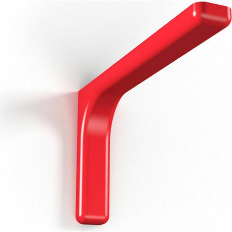 Confezione 2 staffe di supporto in acciaio zinco cromato con copertura plastificata per fissaggio mensole a parete - 12 cm Red