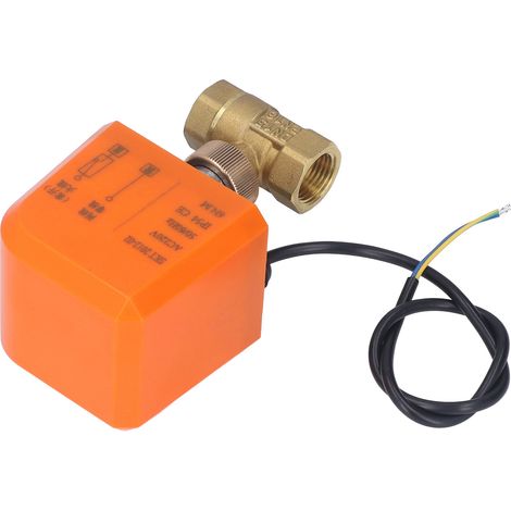 DN15 2-Wege-Elektrokugelhahn, Messing, 1/2 Zoll Gewinde, normalerweise offen, 220 V AC, 2 Drähte, für Rohrleitungen. (1/5)