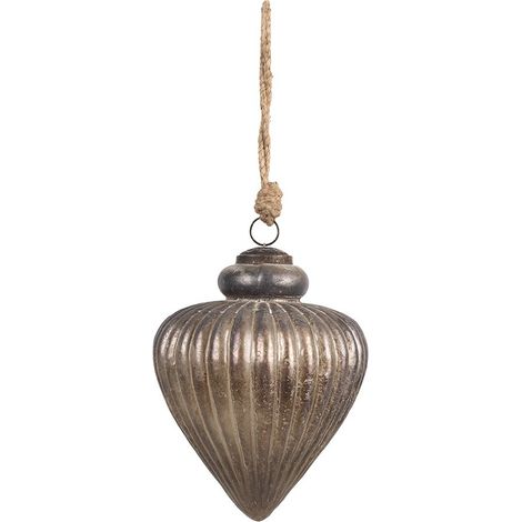 Boule de Noël en Verre Décoration Suspendue pour Sapin Coloris Gris Brun 16 x 18 cm - PANGIVO