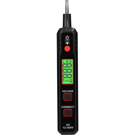 Stylo testeur électrique LCD, testeur tension AC12-300V, détecteur phase/neutre, localisateur coupures câbles, lampe torche, alarme sonore (1/5)