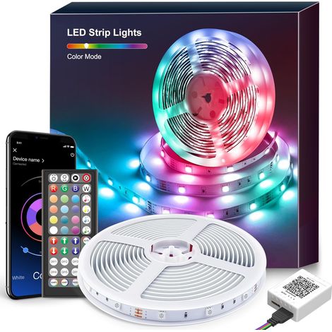 Ruban Led 15m, Led Chambre, RGB Bande Led Lumineuse Contrôlé par APP Bluetooth ou Télécommande, Synchroniser avec Rythme de Musique,Pour Décorer Noël, Fête, Gaming, Cuisine, Maison, Salon, Chambre (1/5)