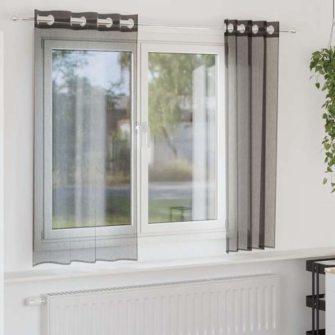 vidaXL Rideaux en voile avec œillets 2 pcs noir 140x140 cm (1/5)