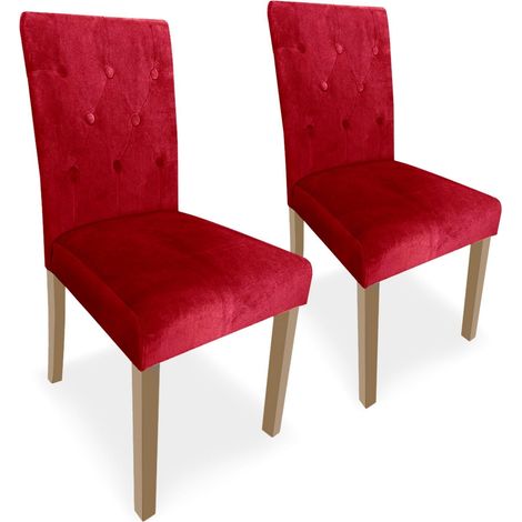 Lot de 2 chaises Cecil Velours Rouge