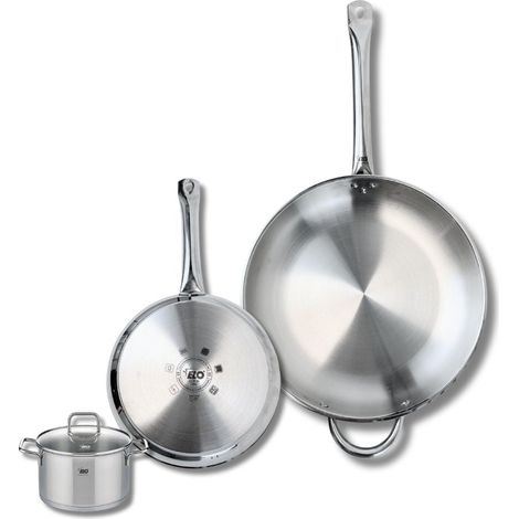 Ensemble de 2 Poêles de cuisson 24 et 32 cm et 1 faitout 12 cm Elo Profi Citrin (1/5)
