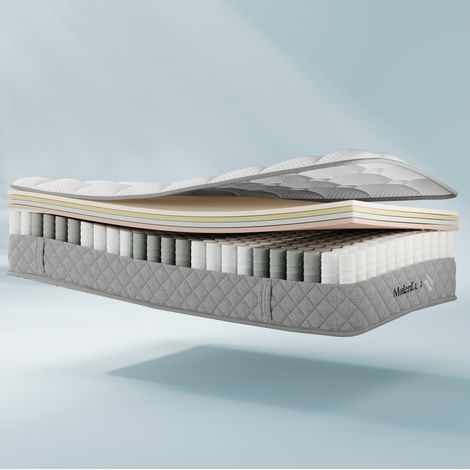 Letto imbottito per bambini 90 x 200 cm beige con motivo spaziale e materasso (1/5)