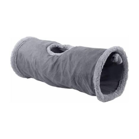 Tunnel pliable pour chat, léger, pour chaton, en tube de papier avec trou refermable, crochets et balle grise incluse. (1/5)