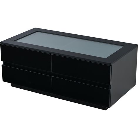 Tavolino da salotto nero 100x50x40 cm con 4 cassetti, LED e vetro temperato HOMVRA (1/5)
