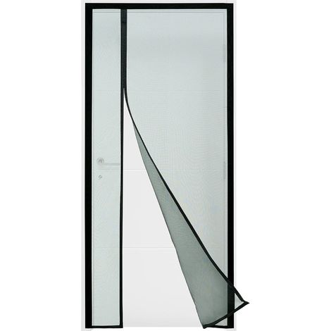 Moustiquaire magnétique pour porte, porte-fenêtre avec ouverture latérale pour portes avec poignée, avec un aimant puissant (85 x 215 cm, noir) (1/5)