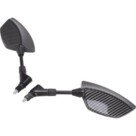 Paire de rétroviseurs de moto, rotation à 360°, verre convexe, universels pour scooters et quads, base de 8 mm, noirs. (1/5)