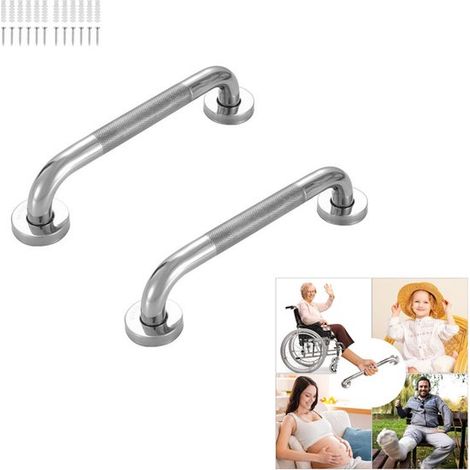 Staffa a muro in 2 pezzi, corrimano antiscivolo in acciaio inox, scanalato, corrimano antiscivolo, maniglia di sostegno per vasca da bagno, accessorio per mobili, montaggio su WC, lunghezza 30 cm. (1/5)