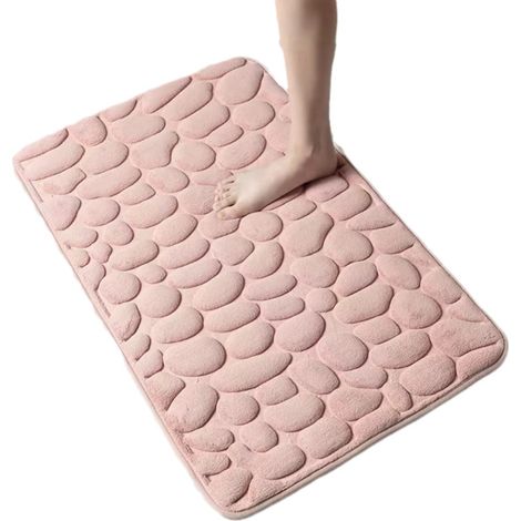 Alfombrilla de baño de espuma viscoelástica, alfombrilla de baño absorbente, alfombrilla de baño suave lavable a máquina, para ducha, 40 x 60 cm, rosa (1/5)