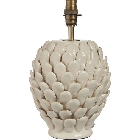 Base lampada tavolo Art Déco ceramica crema foglie B22 Endon (1/5)