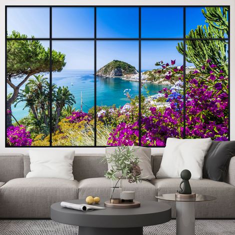Stickers Trompe l'oeil fenêtre verrière - Vue Mer - 60 x 95 cm (1/5)
