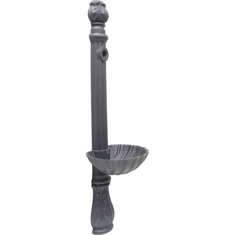 Fontana a colonna Osiride per casa giardino colore grigio ghisa con vasca senza rubinetto (1/3)