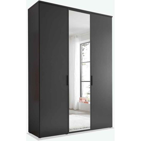 Piombino 2 ante in legno / 1 anta a specchio - Grafite - 151,7x225x52cm (1/5)