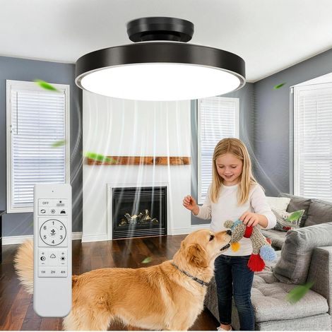 50cm Silencieux Ventilateur de Plafond avec Lumière et Télécommande 56W Lampe Ventilateur Plafond LED 3CCT Dimmable 6 Vitesses Réversible Minuterie Mémoire pour Chambre Moteur DC (1/5)