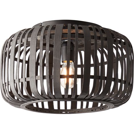 BRILLIANT Woodrow plafonnier 40cm bois foncé / noir lumières d'intérieur, plafonniers, décoratifs 1x A60, E27, 60W, convient aux lampes normales (non incluses) A ++ Convient aux lampes LED (1/5)