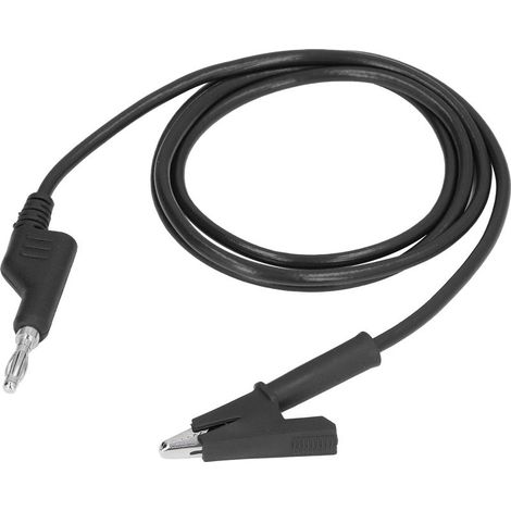 Cordons de test à pince crocodile, connecteurs à fiche banane, câbles flexibles adaptés aux tests électriques J.70035-1 4 mm noir. (1/5)