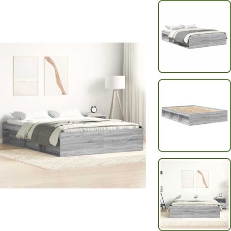 Cadre de lit sans matelas sonoma gris 120x190 cm - Cadre De Lit - Lit Simple - Lit Design - Lit Moderne - Lit Avec Rangements (1/5)