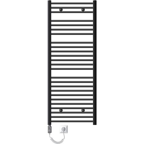 LuxeBath Scaldasalviette Elettrico Sahara 600x1500 mm Antracite Curvo Connessione Laterale e Asta di Riscaldamento 900W Termostato e Display Digitale Radiatore Termoarredo Termosifone