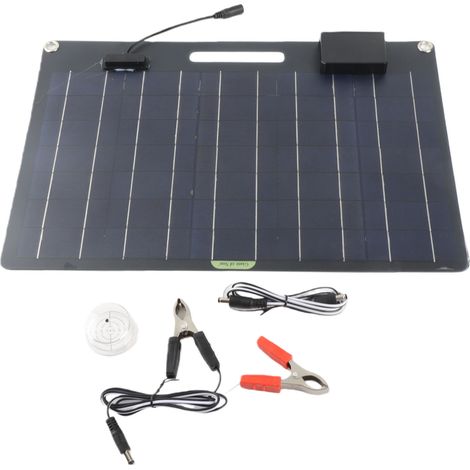 Ortviai Panneau Solaire Portable 100 W, Mono-cristallin Noir, Sorties USB ×2, 12 V / 24 V pour Batterie Voiture, Camping, Bateau (1/5)