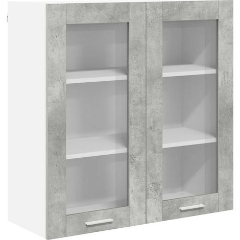 Armoire suspendue moderne 80 x 31 x 80 cm grand espace de rangement intérieur en bois d'ingénierie gris béton (1/5)
