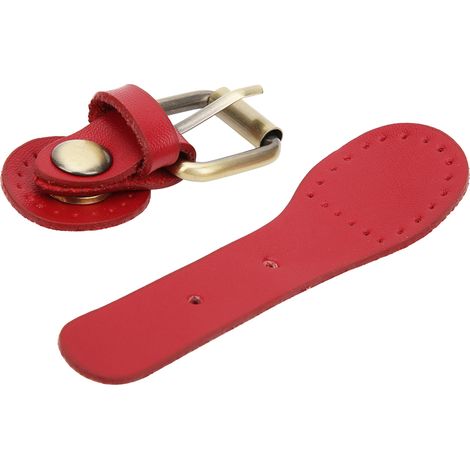 Serrure à sac 1 pièce, cuir fendu vache, accessoires de bricolage fait main, quincaillerie bronze, couleur rouge. (1/5)