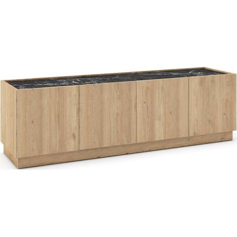 Mueble para televisión 4 puertas mod-Laura acabado roble y negro, 160cm(ancho) 48cm(alto) 41.8cm(largo) (1/5)