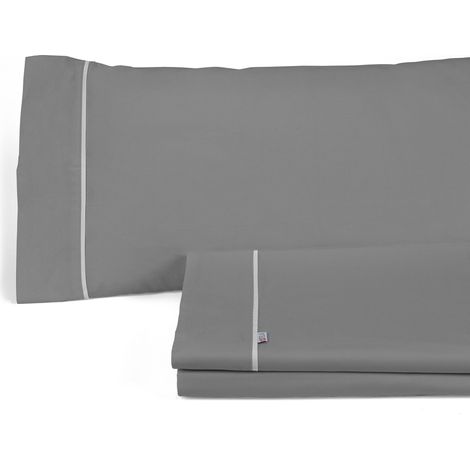 Juego de sábanas liso color titanio.  Cama de 180 cm. 4 piezas (1/3)