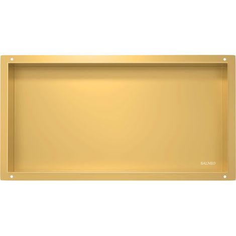 BALNEO - niche murale 60x30x10 cm dorée en acier inoxydable WALL-BOX NO RIM - étagère murale encastrée sans cadre (1/3)