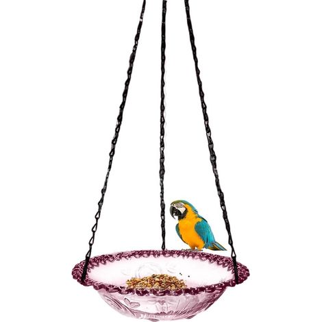 Baño colgante para pájaros，cuenco para pájaros de exterior，comedero redondo colgante para pájaros con cadena，comedero Wild Feeders Tray Bowl (1/5)