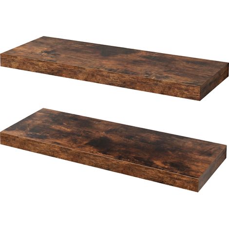 Levede Floating Shelf Wall Mounted Storage Modern Easy Assembly 2 PCS Brown (1/5)